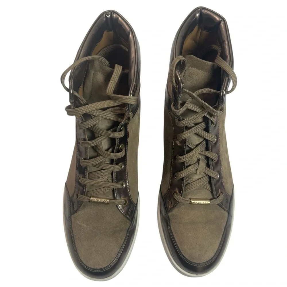 Jimmy Choo Brown and Metallic High-Top Sneakers Size 38 1/2